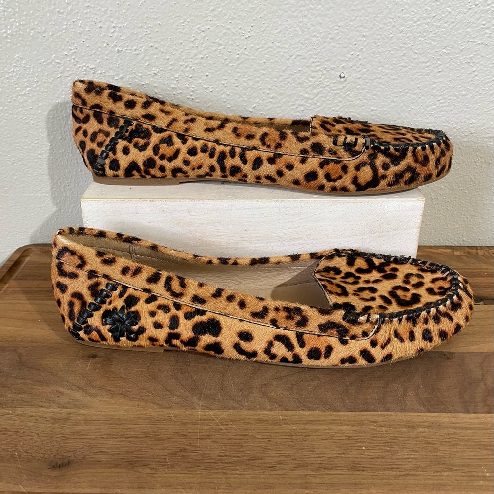 Jack Rogers Leopard Calf Hair Loafer Sz 9 Slip On Moccasin Flats Animal Print